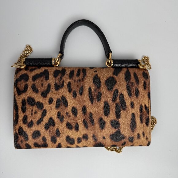 Dolce & Gabbana Sicily leather handbag leopard print with gold HW - Picture 2 of 2